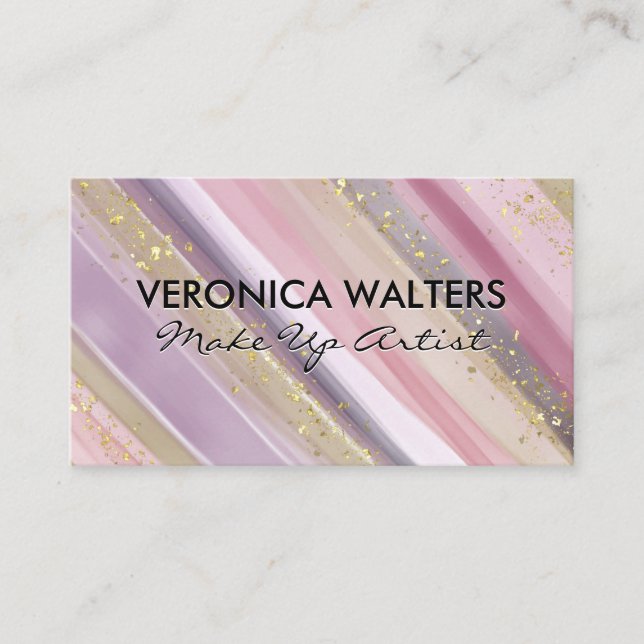 Contemporary Artistic Paint Strokes | Gold Flakes Business Card (Front)