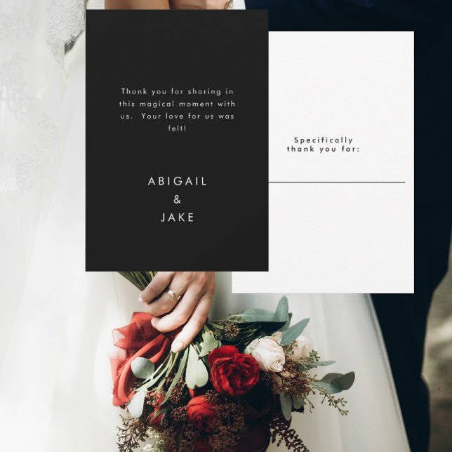 Contemporary B/W Personalised Message Wedding Thank You Card (Creator Uploaded)
