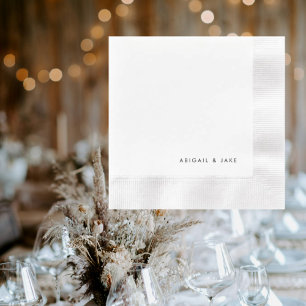 Contemporary B/W Personalised Names Coined Wedding Napkin