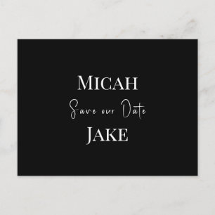 Contemporary B/W Wedding Save our Date Postcard