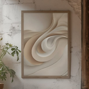 Contemporary Beige Sculptured Abstract Art Poster