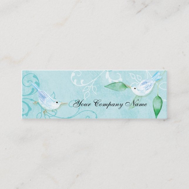 Contemporary Birds 'n Swirls Blue Business Cards (Front)