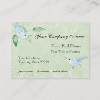 Contemporary Birds 'n Swirls Green Business Cards