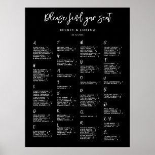 Contemporary black Alphabetical seating chart