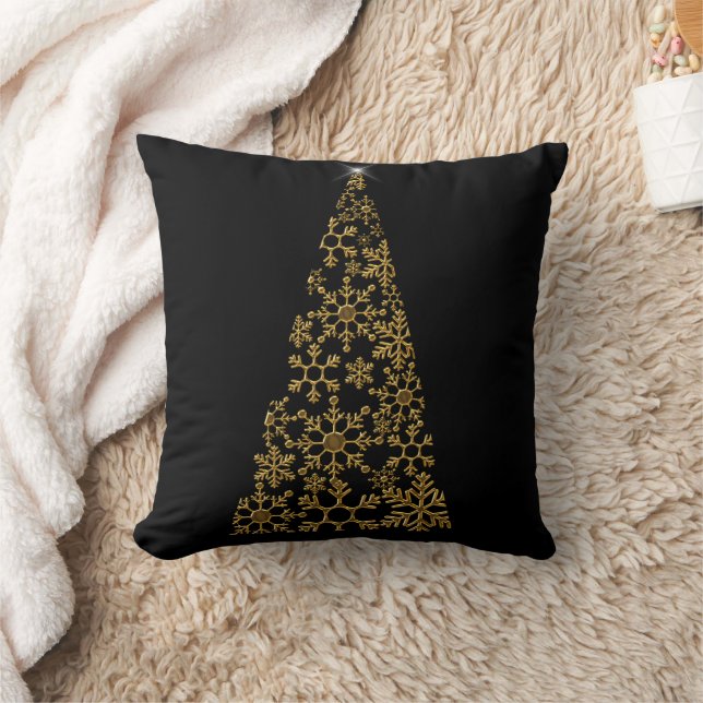 Contemporary Black and Gold Christmas Cushion (Blanket)