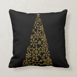 Contemporary Black and Gold Christmas Cushion