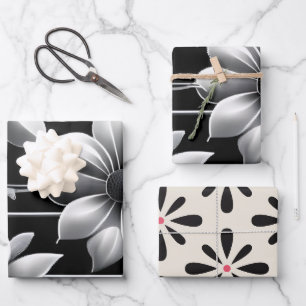 Contemporary Black and White Modern Elegant Wrapping Paper Sheet
