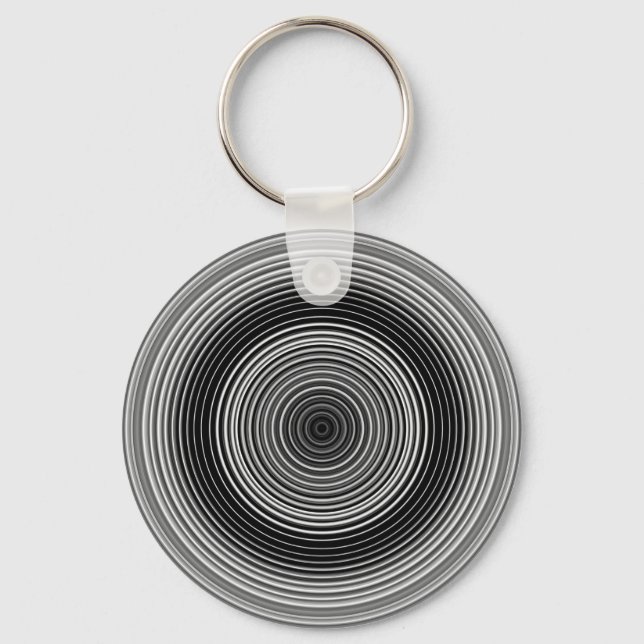 Contemporary Black and White Stylish Pattern Key Ring (Front)