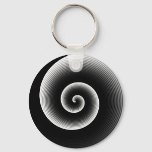 Contemporary Black and White Stylish Twirl Pattern Key Ring