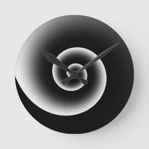 Contemporary Black and White Stylish Twirl Pattern Round Clock
