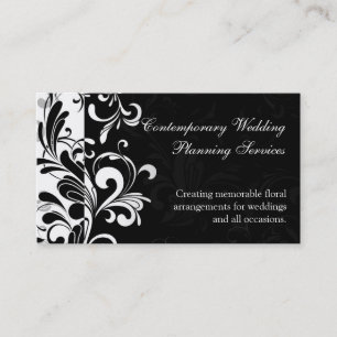 Contemporary Black and White Swirl Business Card