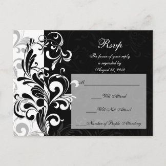 Contemporary Black and White Swirl Invitation Postcard