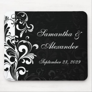 Contemporary Black and White Swirl Mouse Pad