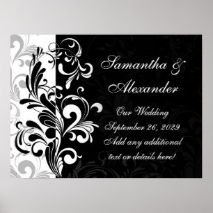 Contemporary Black and White Swirl Poster