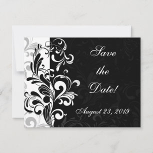 Contemporary Black and White Swirl Save The Date