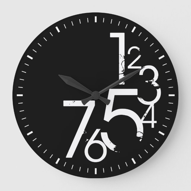 contemporary black and white wall clock (Front)