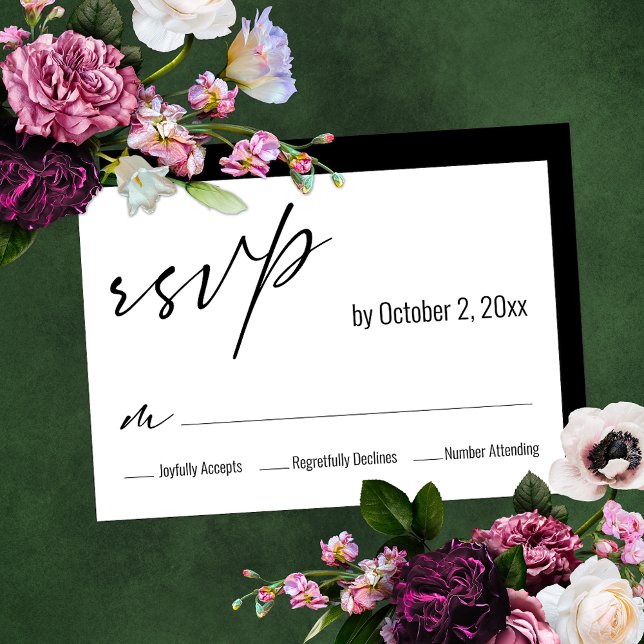 Contemporary Black Back Song Request Wedding RSVP Card (Creator Uploaded)