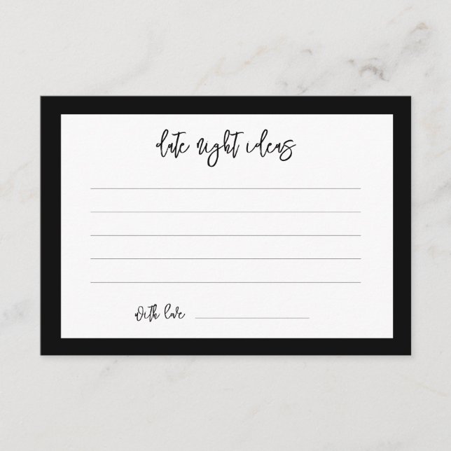 Contemporary black Date night ideas  Enclosure Card (Front)