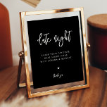Contemporary black Date night ideas sign<br><div class="desc">Date night ideas for the newlyweds sign. A bold and trendy typography for your party supplies & stationery,  simple yet elegant with a black and white theme. Fully customisable: you can change the colours of the font and background if needed.</div>