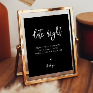 Contemporary black Date night ideas sign