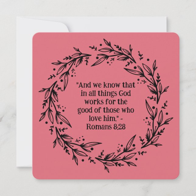 Contemporary Black Floral Wreath Religious Blank (Front)