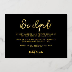 Contemporary black & gold elopement reception