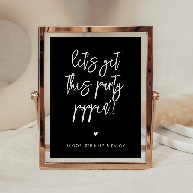 Contemporary black Let's get this party poppin Poster (Creator Uploaded)