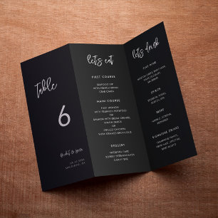 Contemporary Black Menu & Table number trifold