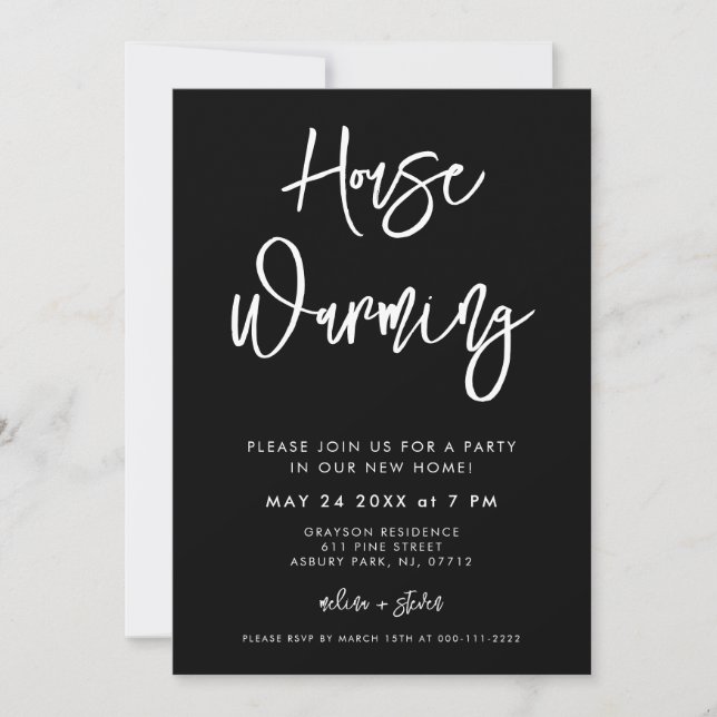 Contemporary black photo Housewarming party Invite (Front)