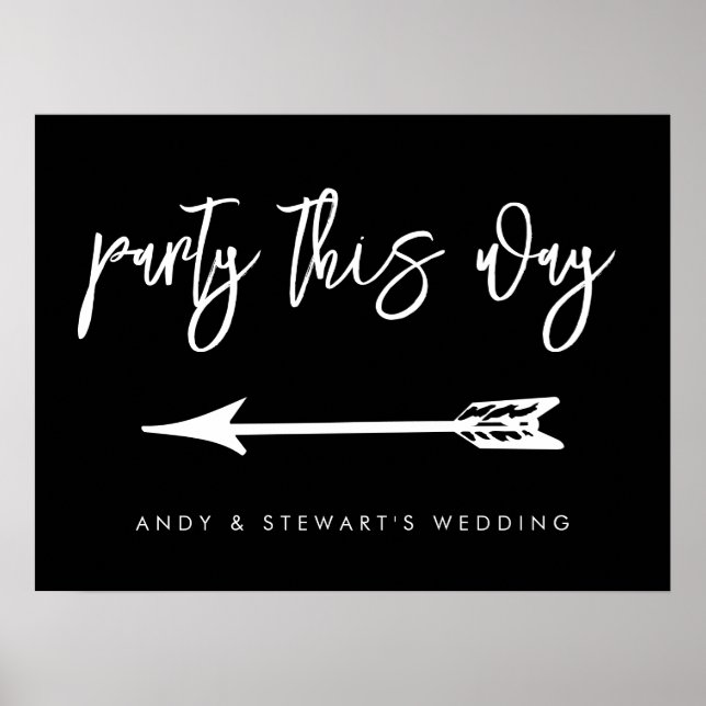 Contemporary black wedding direction sign (Front)