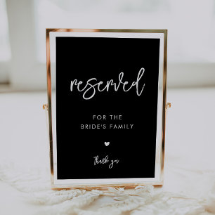 Contemporary black wedding Reserved sign