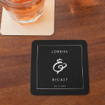 Contemporary black wedding square paper coaster<br><div class="desc">A bold and trendy typography for your wedding stationery,  simple yet elegant with a black and white theme. Fully customisable: you can change the colours of the font and background if needed.</div>