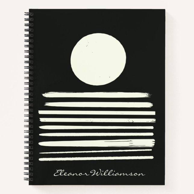 Contemporary Black White Abstract Art Personalised Notebook (Front)