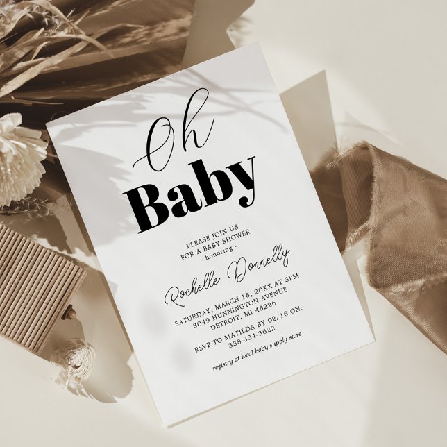 Contemporary Black White Baby Shower Invitation (Creator Uploaded)