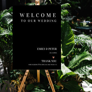Contemporary Black White welcome To Our Wedding Poster