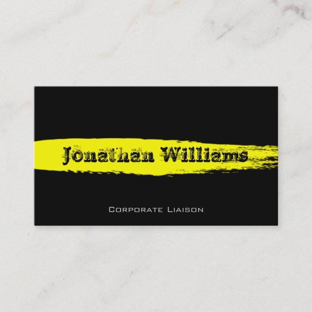 Contemporary Black & Yellow Modern Business Card (Front)