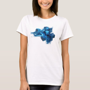 Contemporary Blue Abstract Cubes Art Print T-Shirt
