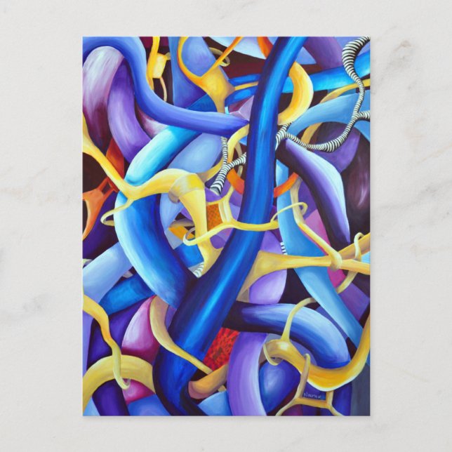 Contemporary Blue Abstract - Depth Illusion Postcard (Front)