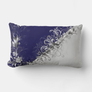 Contemporary Blue and Grey Decorative Lumbar Cushion