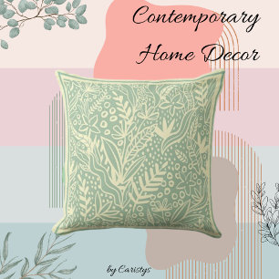 Contemporary Blue/Green with Ivory Shapes Cushion