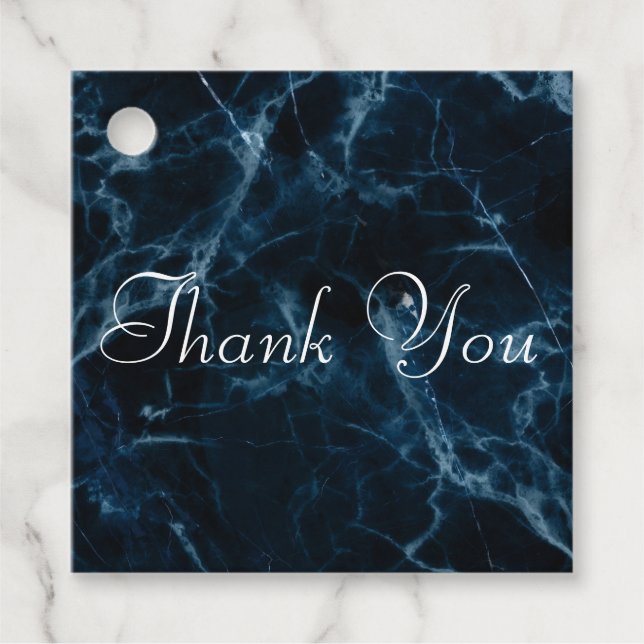 Contemporary Blue Marble Favour Tags (Front)