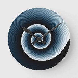 Contemporary Blue Stylish Twirl Pattern Round Clock