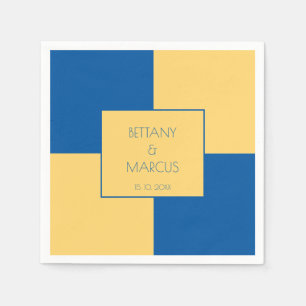 Contemporary Blue & Yellow Chequered Napkin