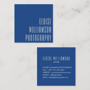 Contemporary Bold Vibrant Cobalt Typography  Square Business Card