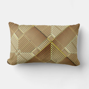 Contemporary Bronze Gold Geometrics Lumbar Pillow