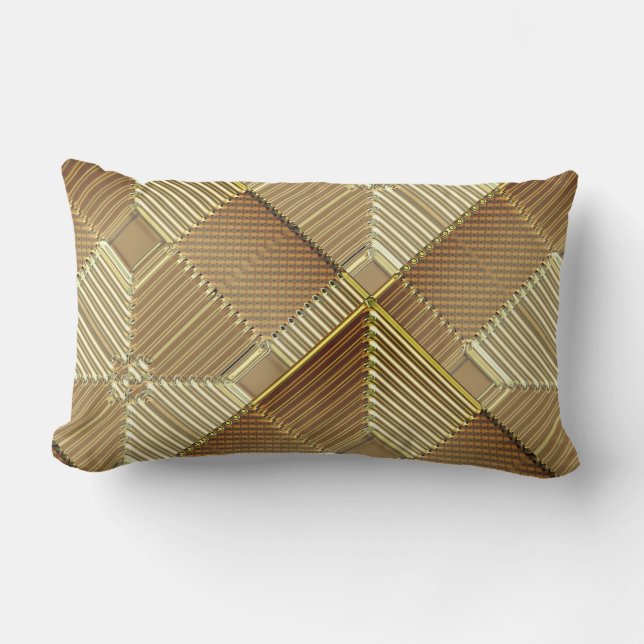 Contemporary Bronze Gold Geometrics  Lumbar Pillow (Front)