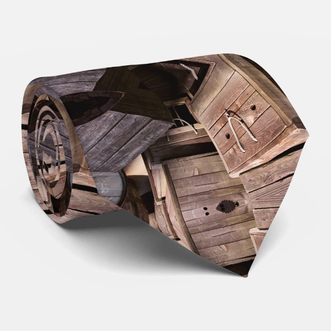 Contemporary Brown Amber  Wood Pattern Tie (Rolled)