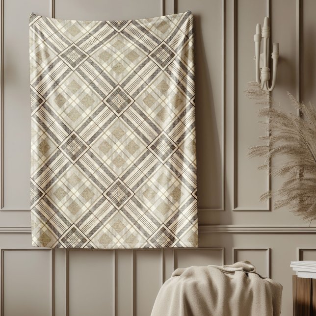 Contemporary Brown Ivory Bedding Subtle Patterns Fleece Blanket (Contemporary Brown Ivory Bedding Subtle Patterns Fleece Blanket)