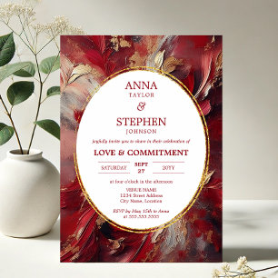 Contemporary Burgundy Elegance Commitment Ceremony Invitation