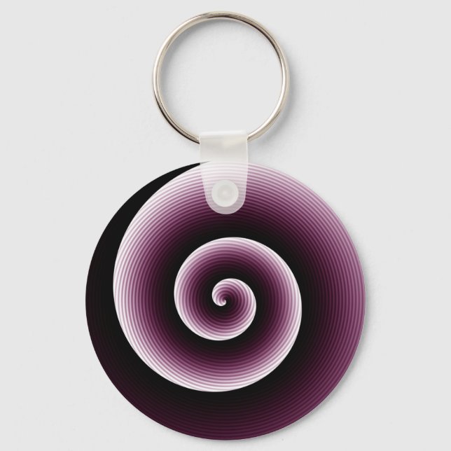 Contemporary Burgundy Red Stylish Twirl Pattern Key Ring (Front)